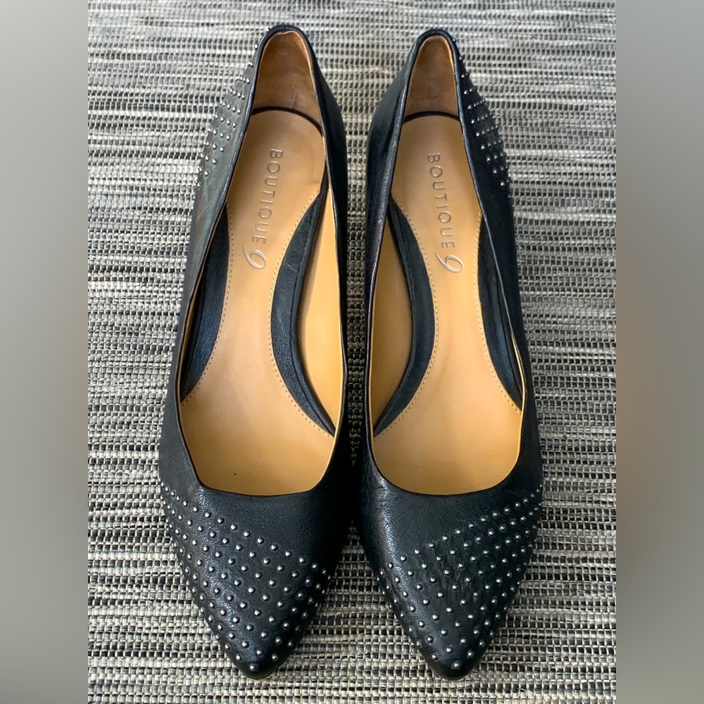 Boutique 9 studded black leather pumps